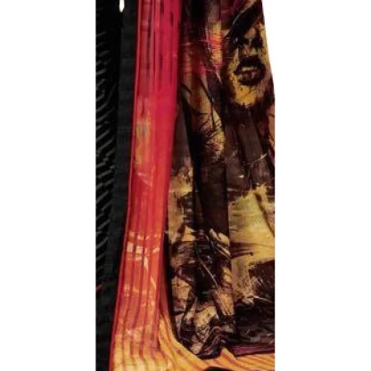 Womens Georgette Digital Printed Saree (Multi, 6.25 Mtr) - Image 3