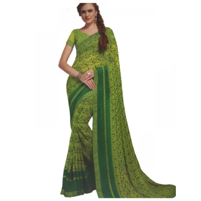 Womens Georgette Digital Printed Saree (Green, 6.25 Mtr)