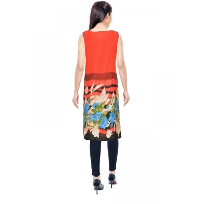 Women's Synthetic Kurtis (Orange, L) - Image 2