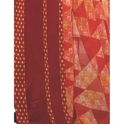 Womens Georgette Digital Printed Saree (Red, 6.25 Mtr) - Image 3