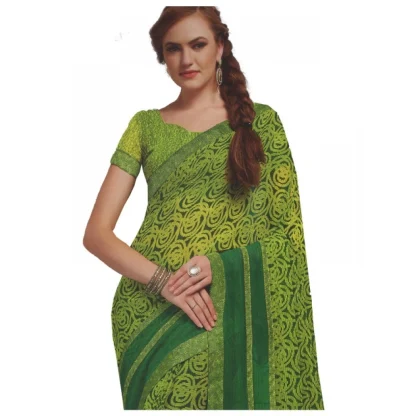 Womens Georgette Digital Printed Saree (Green, 6.25 Mtr) - Image 2