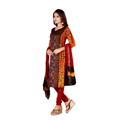 Women's Cotton Unstitched Salwar-Suit Material With Dupatta (Black, 2-2.5mtrs) - Image 3