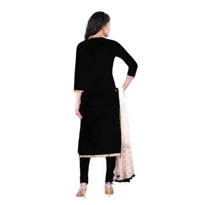 Women's Cotton Unstitched Salwar-Suit Material With Dupatta (Black, 2-2.5mtrs) - Image 2