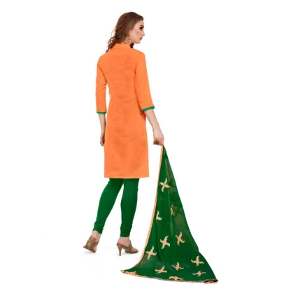 Women's Banarasi Jacquard Unstitched Salwar-Suit Material With Dupatta (Oranage, 2-2.5mtrs) - Image 2