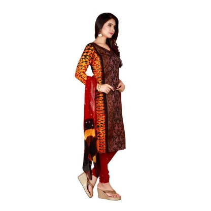 Women's Cotton Unstitched Salwar-Suit Material With Dupatta (Black, 2-2.5mtrs) - Image 4