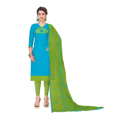 Women's Modal Silk Unstitched Salwar-Suit Material With Dupatta (Sky Blue, 2-2.5mtrs)