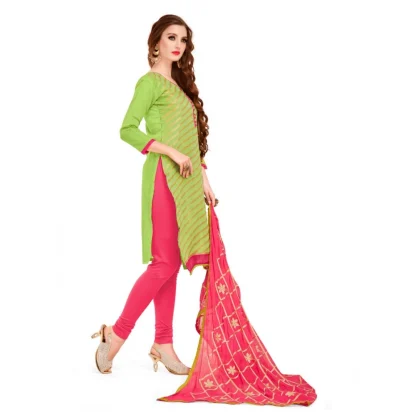 Women's Banarasi Jacquard Unstitched Salwar-Suit Material With Dupatta (Green, 2-2.5mtrs) - Image 3