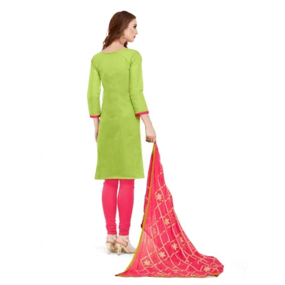 Women's Banarasi Jacquard Unstitched Salwar-Suit Material With Dupatta (Green, 2-2.5mtrs) - Image 2