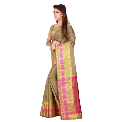 Women's Cotton Saree with Blouse (Multi, 5-6 Mtrs) - Image 3