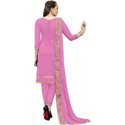 Women's Chanderi Cotton Unstitched Salwar-Suit Material With Dupatta (Pink, 2.20 Mtr) - Image 2