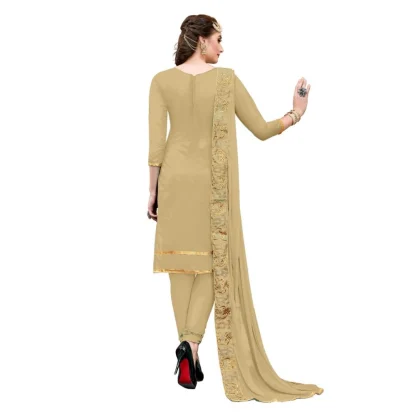 Women's Chanderi Cotton Unstitched Salwar-Suit Material With Dupatta (Beige, 2.20 Mtr) - Image 2