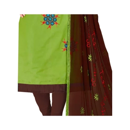 Women's Glaze Cotton Unstitched Salwar-Suit Material With Dupatta (Green, 2 Mtr) - Image 2