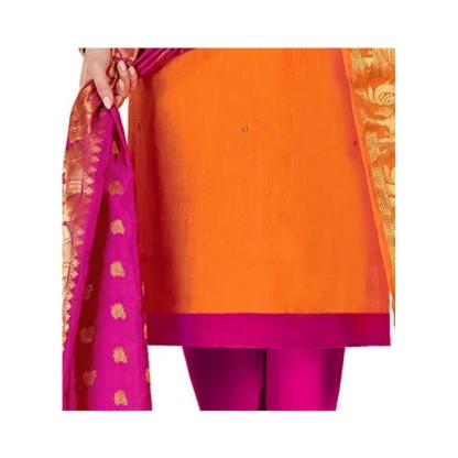 Women's Slub Cotton Unstitched Salwar-Suit Material With Dupatta (Orange, 2 Mtr) - Image 2