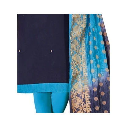 Women's Slub Cotton Unstitched Salwar-Suit Material With Dupatta (Navy Blue, 2 Mtr) - Image 2