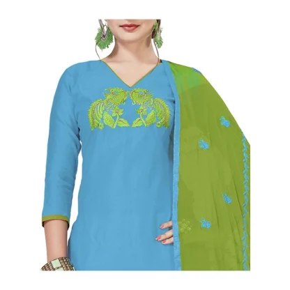 Women's Modal Silk Unstitched Salwar-Suit Material With Dupatta (Sky Blue, 2 Mtr) - Image 3