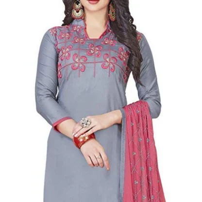 Women's Glaze Cotton Unstitched Salwar-Suit Material With Dupatta (Grey, 2 Mtr) - Image 2