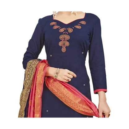 Women's South Slub Cotton Unstitched Salwar-Suit Material With Dupatta (Blue, 2 Mtr) - Image 2