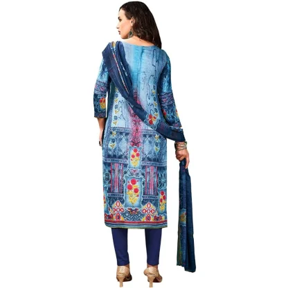 Women's Cotton Unstitched Salwar-Suit Material With Dupatta (Blue, 2.5 Mtr) - Image 4