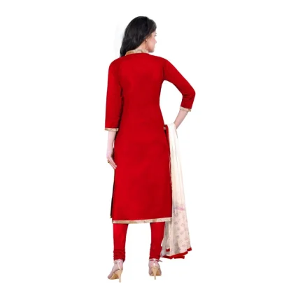 Women's Cotton Unstitched Salwar-Suit Material With Dupatta (Red, 2.20 Mtr) - Image 2