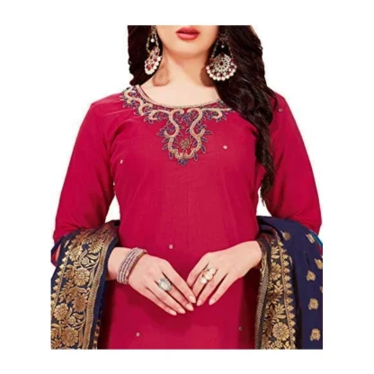 Women's Slub Cotton Unstitched Salwar-Suit Material With Dupatta (Magenta, 2 Mtr) - Image 3