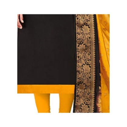 Women's Slub Cotton Unstitched Salwar-Suit Material With Dupatta (Black, 2 Mtr) - Image 2