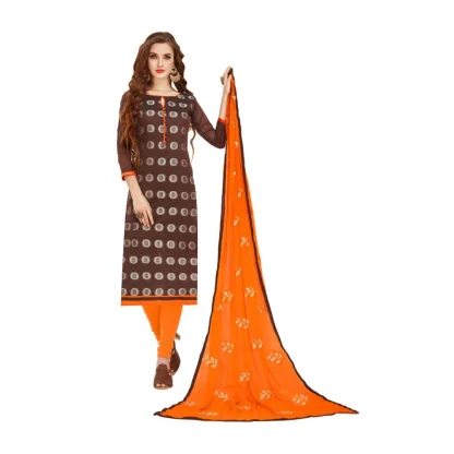 Women's Banarasi Jacquard Unstitched Salwar-Suit Material With Dupatta (Brown, 2 Mtr)