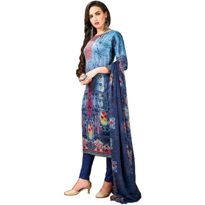 Women's Cotton Unstitched Salwar-Suit Material With Dupatta (Blue, 2.5 Mtr) - Image 3