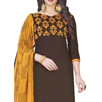 Women's Glaze Cotton Unstitched Salwar-Suit Material With Dupatta (Brown, 2 Mtr) - Image 2