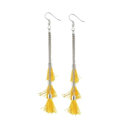 Women's Silver Plated Hook Dangler Hanging Tassel Fashion Earrings-Silver