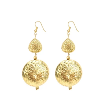 Women's Gold Plated Hook Dangler Hanging Earrings-Golden