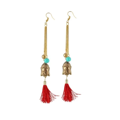 Women's Gold Plated Hook Dangler Hanging Tassel Fashion Earrings-Gold