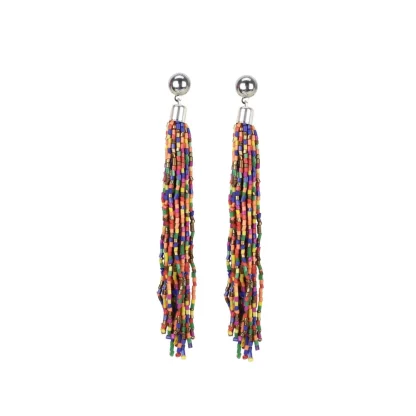 Women's Alloy, Beads Hook Dangler Hanging Earrings-Multicolour