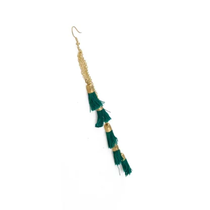 Women's Golden plated Hook Dangler Hanging Earrings-Green - Image 3