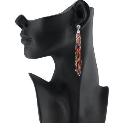 Women's Alloy, Beads Hook Dangler Hanging Earrings-Multicolour - Image 2