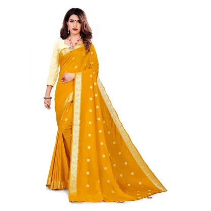 Women's Vichitra Silk Saree With Blouse (Mustard, 5-6 Mtrs)