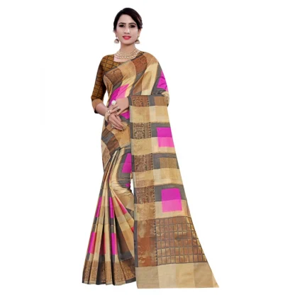 Women's Cotton, Jacqaurd Saree With Blouse (Multi Color, 5-6 Mtrs)