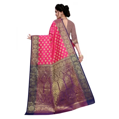 Women's Sana Silk Jacquard Saree With Blouse (Pink, 5-6 Mtrs) - Image 2