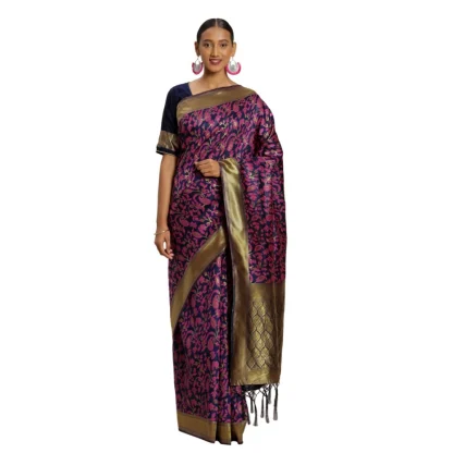 Women's Banarasi silk Saree with Blouse (Multi, 5-6mtr)