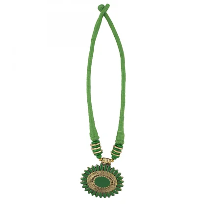 Green Color Designer Tibetan Style Fashion Necklace set - Image 4