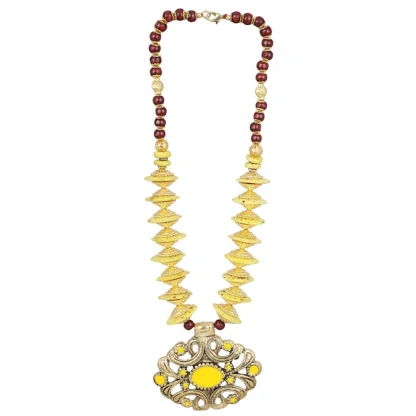 Designer Yellow and Golden Beads Necklace