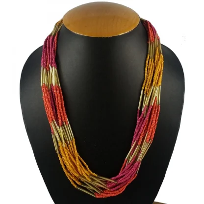 Designer Elegant Multi Layer Multi Color Beads Necklace - Image 3