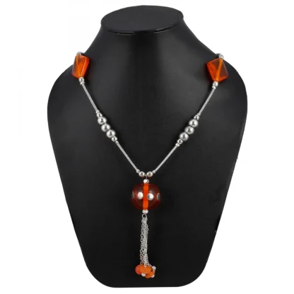 Stone Beads Fashion Silver Necklace - Image 3