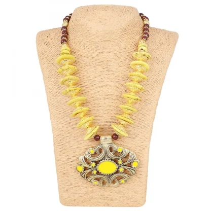 Designer Yellow and Golden Beads Necklace - Image 2