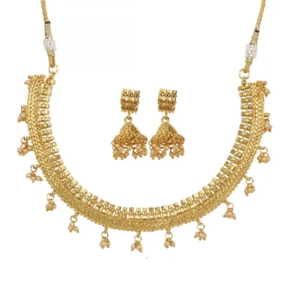 Elegant Bollywood Inspired Traditional Copper Gold Plated Necklace - Image 5