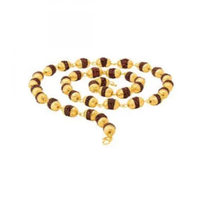 Gold Plated Rudraksha Necklace/Mala