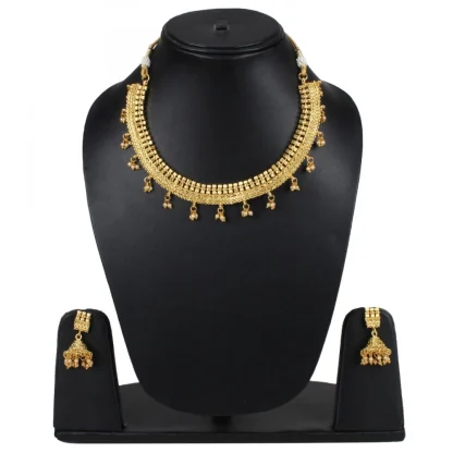 Elegant Bollywood Inspired Traditional Copper Gold Plated Necklace - Image 3