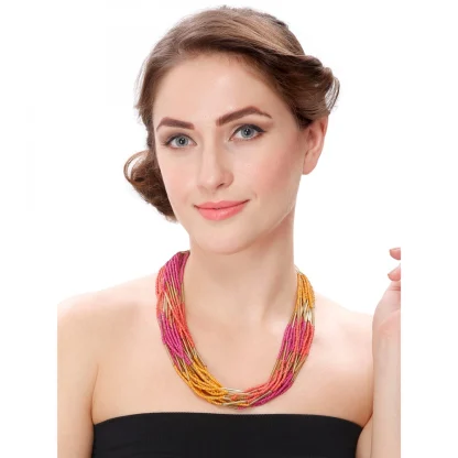 Designer Elegant Multi Layer Multi Color Beads Necklace - Image 2