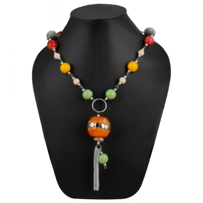 Stone Beads Fashion Silver Necklace - Image 3