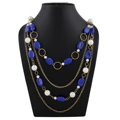 Blue Beads Fashion Necklace - Image 3