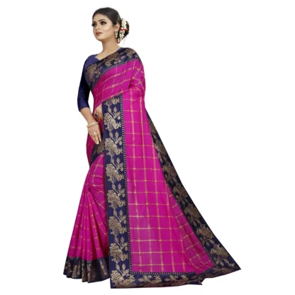 Women's Panetar Silk Saree with Blouse (Pink,5-6 mtrs) - Image 4